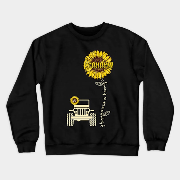 Jeep Sunflower Jeep Grandma Happiness is being a Grandma Jeep Women Crewneck Sweatshirt by Jane Sky